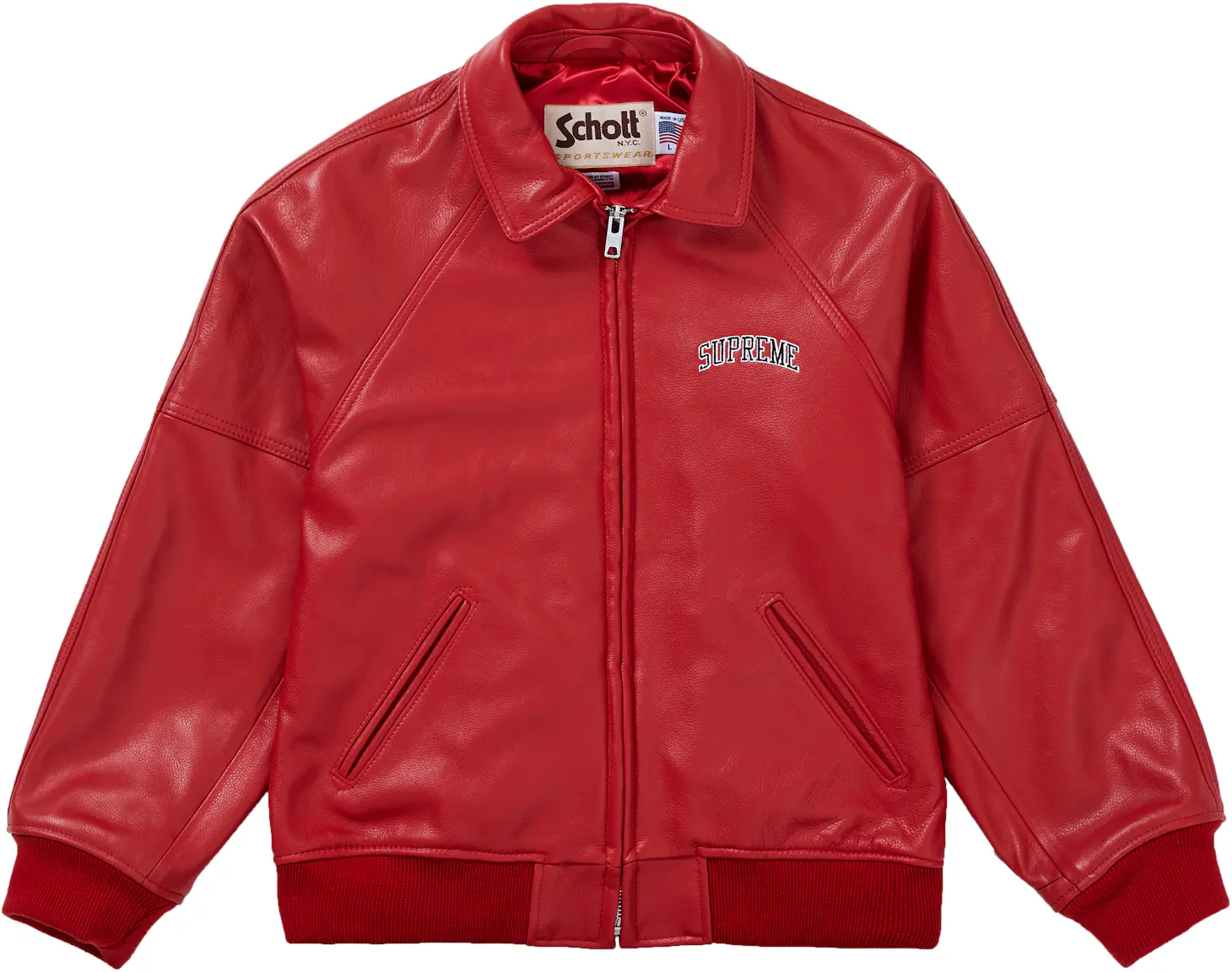 Supreme Schott Martin Wong 8 Ball Leather Varsity Jacket Red - FW19 Men ...