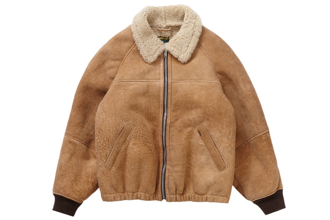 Pre-owned Supreme Schott Shearling Bomber Jacket Brown