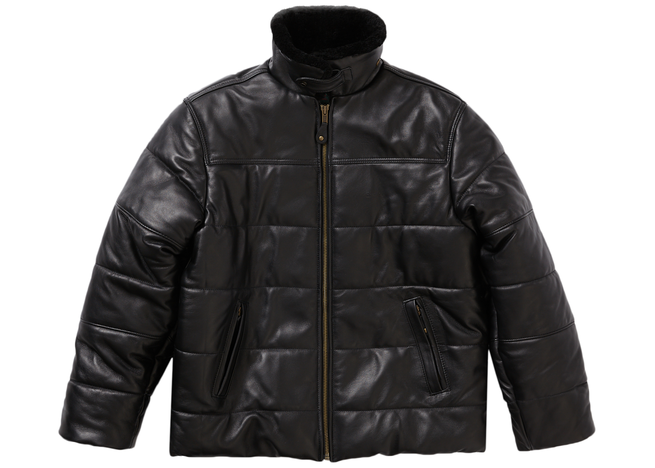 Supreme Schott Shearling Collar Leather Puffy Jacket Black メンズ ...