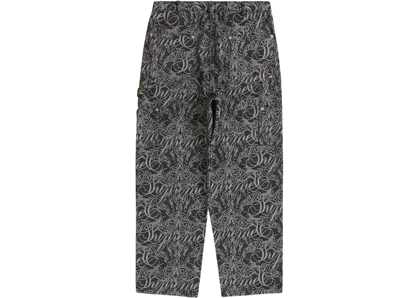 Supreme Script Jacquard Double Knee Denim Painter Pant Washed Black Men ...