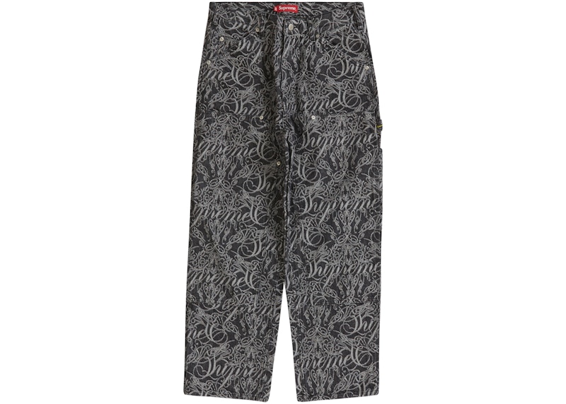 Supreme Script Jacquard Double Knee Denim Painter Pant Washed