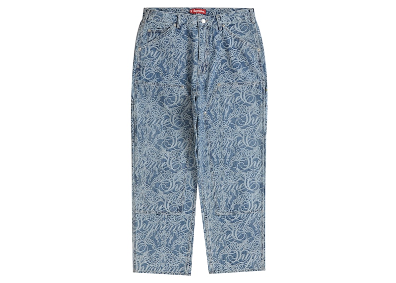 Supreme Script Jacquard Double Knee Denim Painter Pant Washed