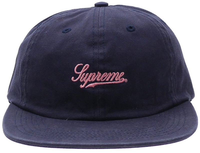 シュプリーム　Script Logo 6-Panel　青チェック帽子