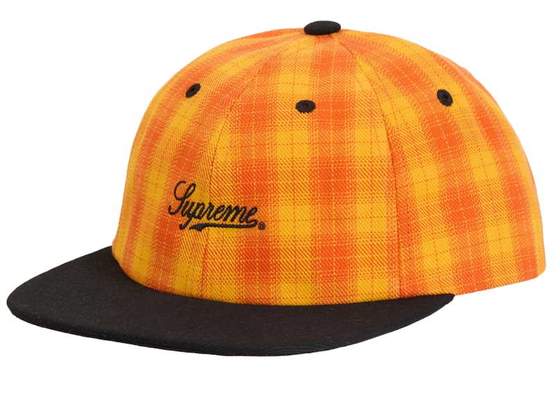 シュプリーム Script Logo 6-Panel オレンジチェック - 帽子