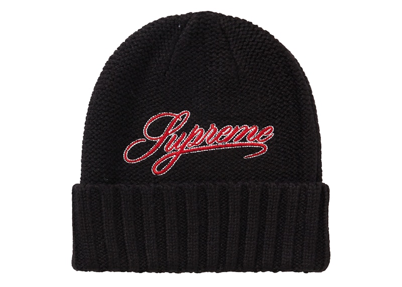 Supreme Script Logo Beanie Black Men's - FW21 - US