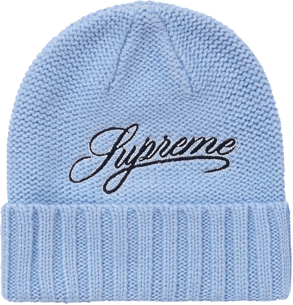 Supreme Big Logo Knitted Beanie - Blue for Men