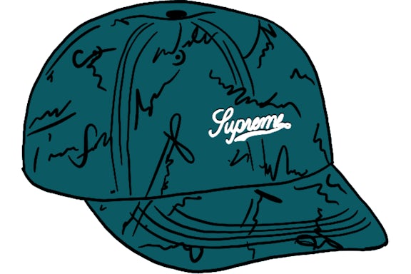 Supreme Script Logos 6 paneles Cian brillante
