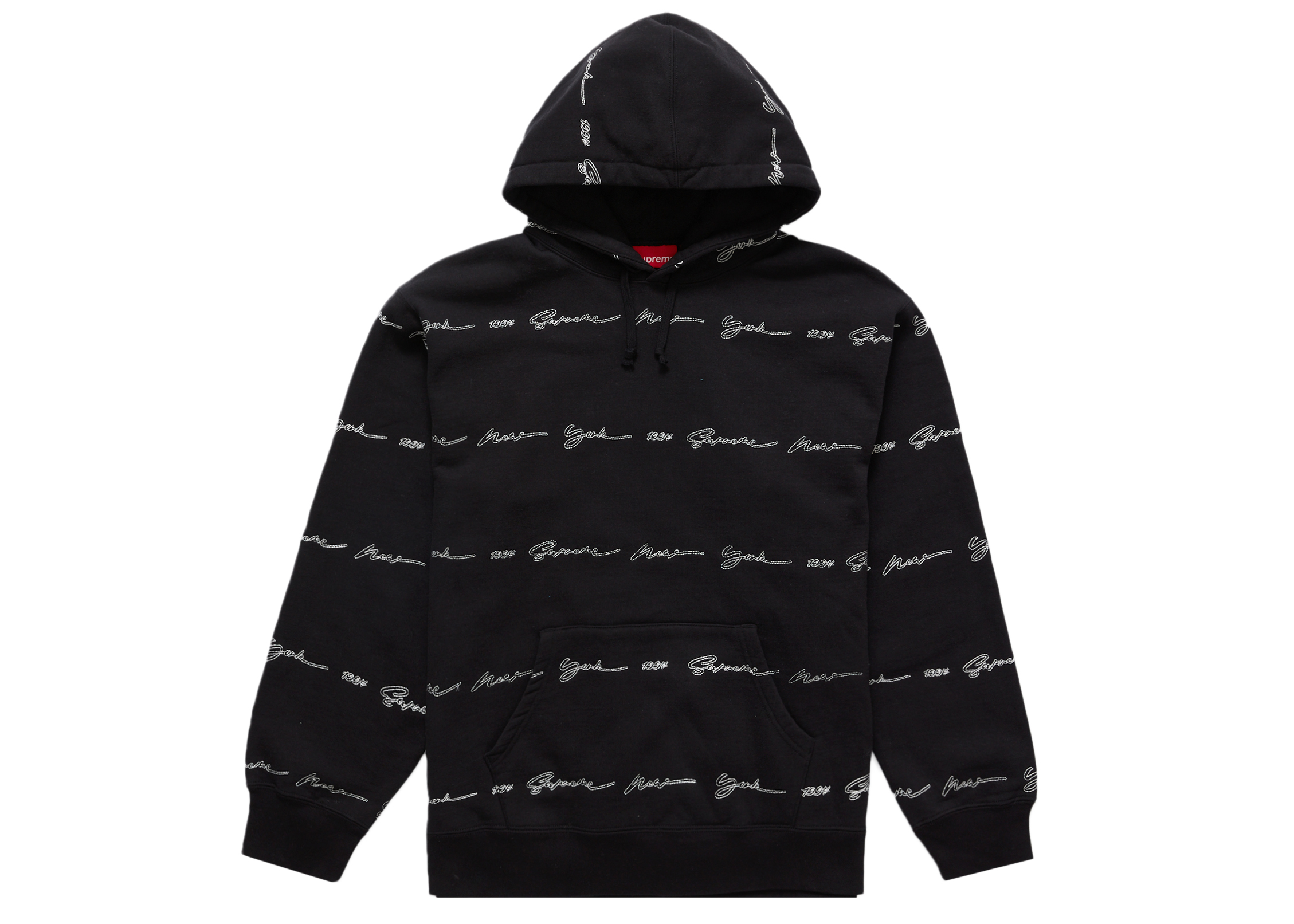 Supreme Script Stripe Hooded Sweatshirt Black