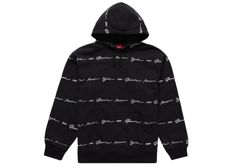 Supreme Chest Stripe Logo Hooded Sweatshirt Black Men's - SS19 - US