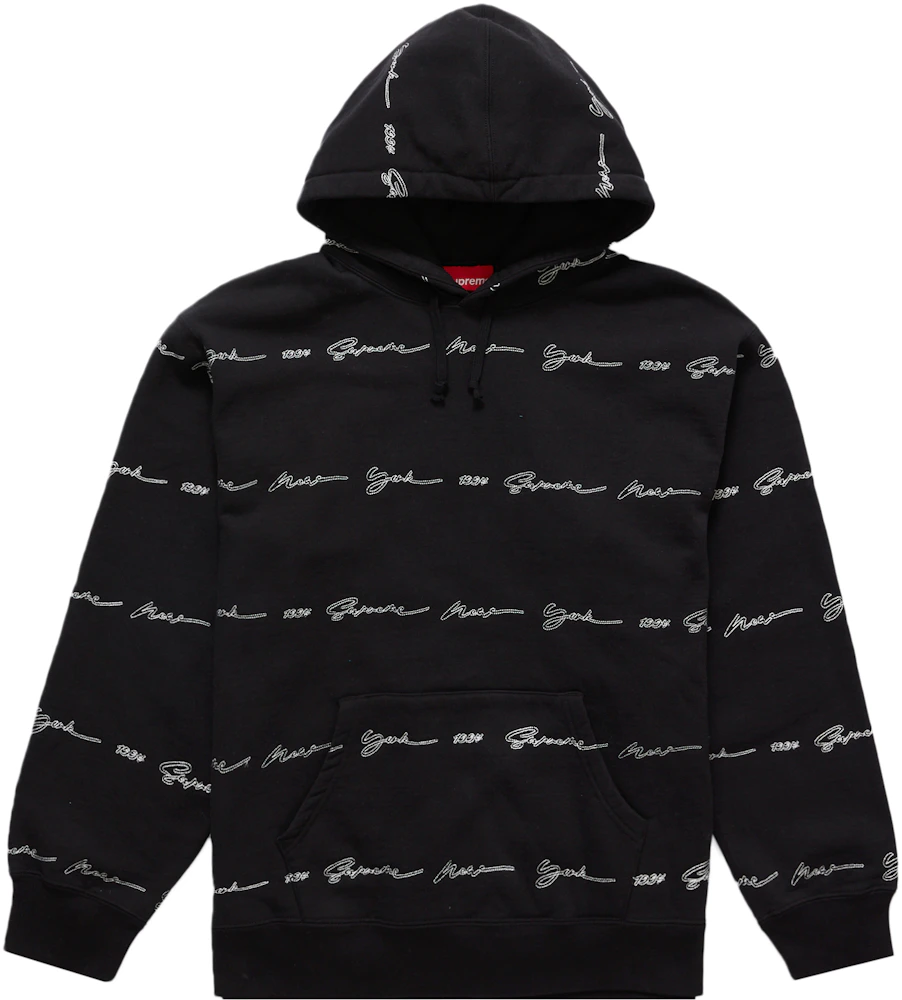 Supreme Script Stripe Hooded Sweatshirt Black Men's - SS22 - US