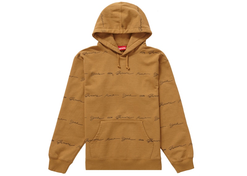 Supreme Script Stripe Hooded Sweatshirt Dark Mustard Men's - SS22 - US