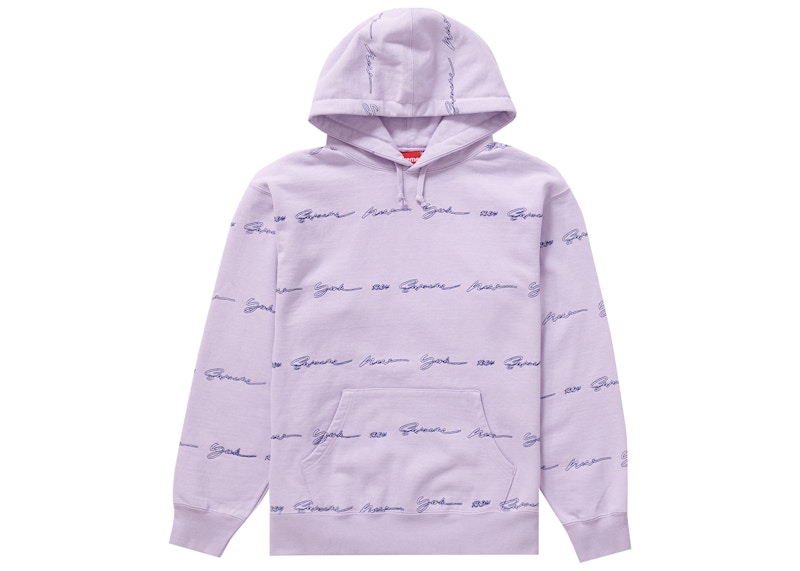 Supreme Script Stripe Hooded Sweatshirt Pale Purple Men's - SS22 - US