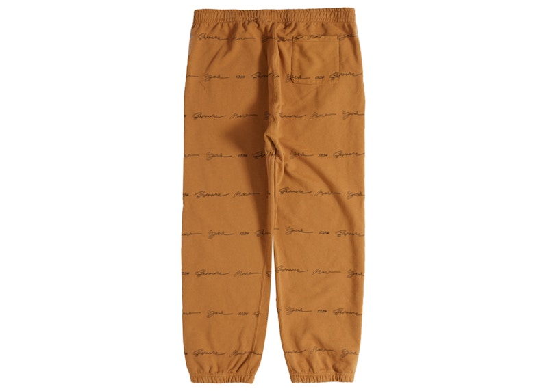 Supreme Script Stripe Sweatpant Dark Mustard Men's - SS22 - US