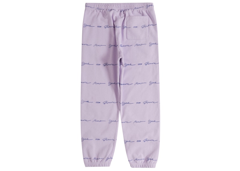 Supreme Script Stripe Sweatpant Pale Purple Men's - SS22 - GB