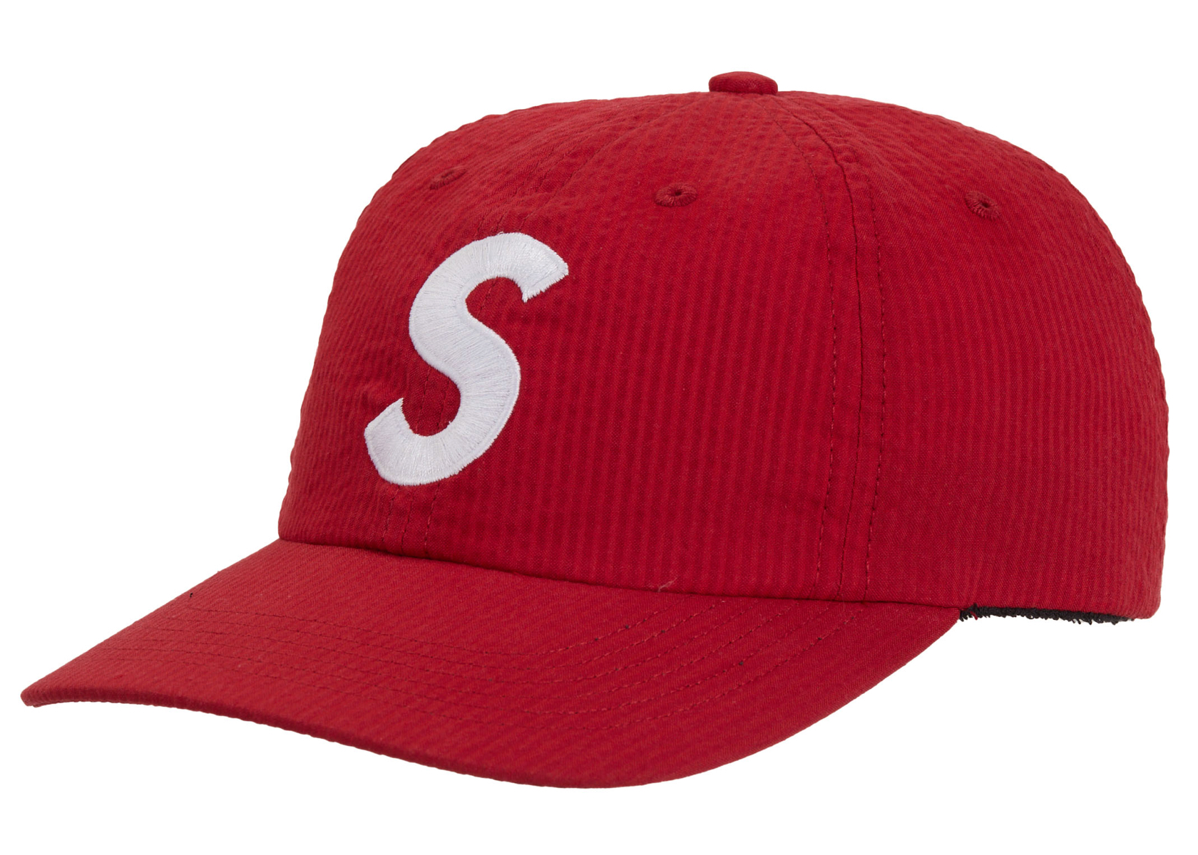 Supreme Seersucker S Logo 6 Panel Red