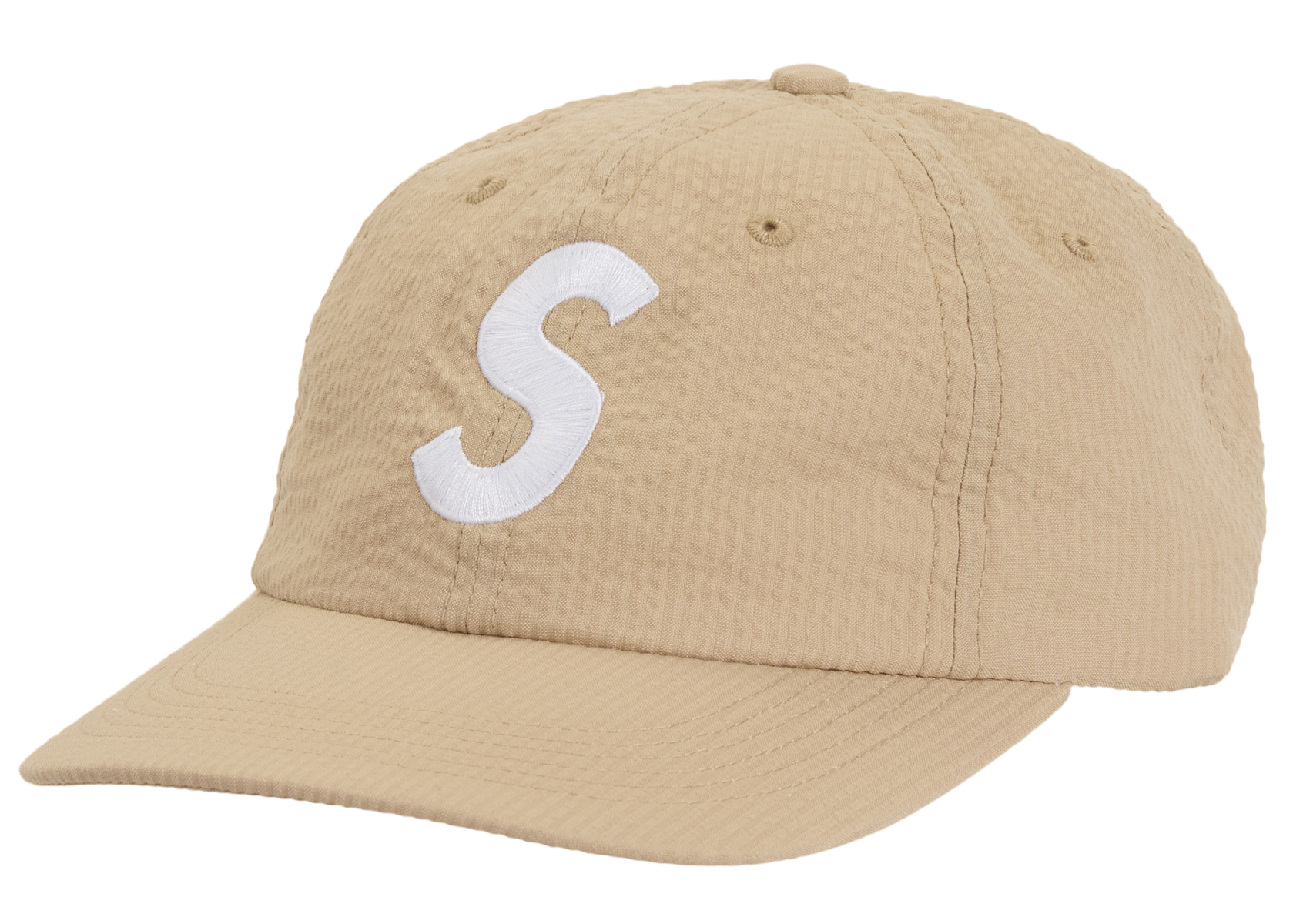 Supreme Seersucker S Logo 6 Panel Tan