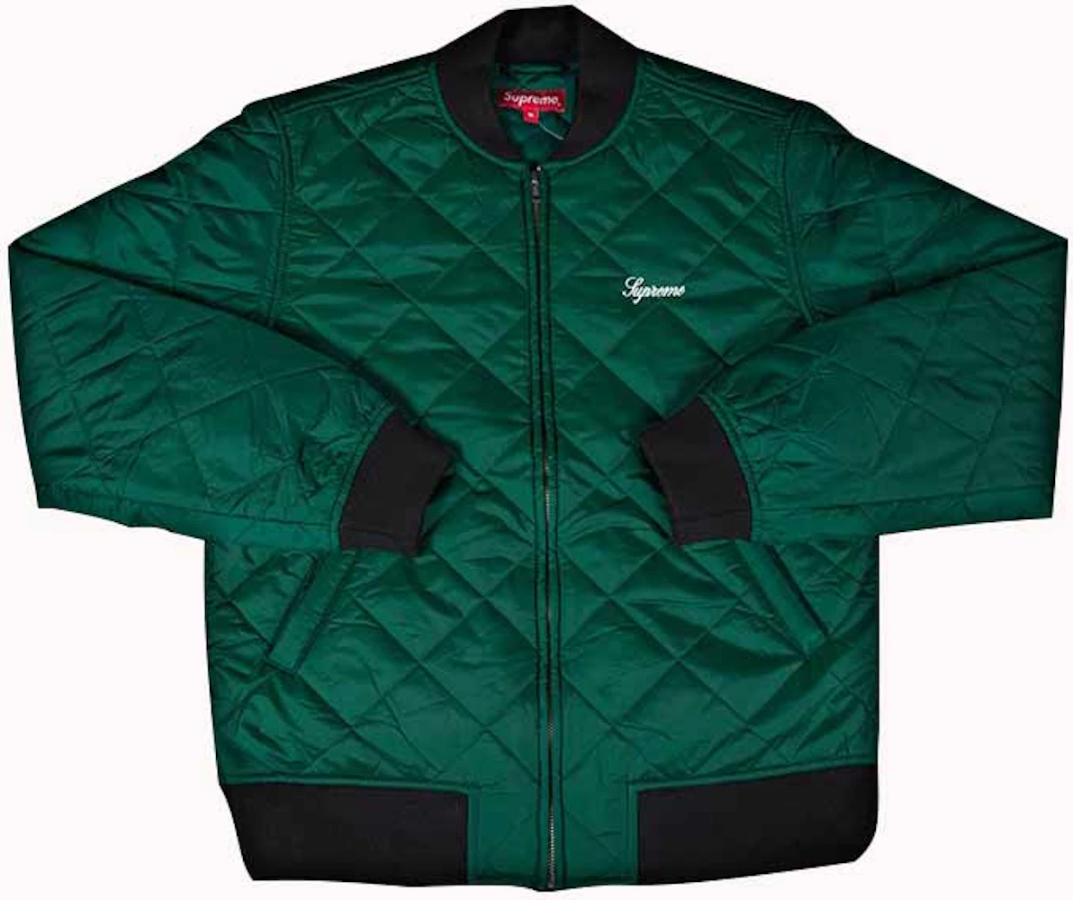 Supreme Sequin Patch Quilted Bomber Jacket Pine Green Men's - SS16 - US