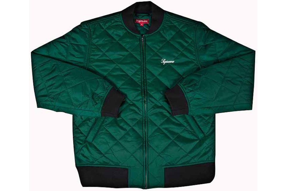 Supreme Sequin Patch Quilted Bomber Jacket Pine Green Ss16 Supreme Sequin Patch Quilted Bomber Jacket Pine Green Ss16