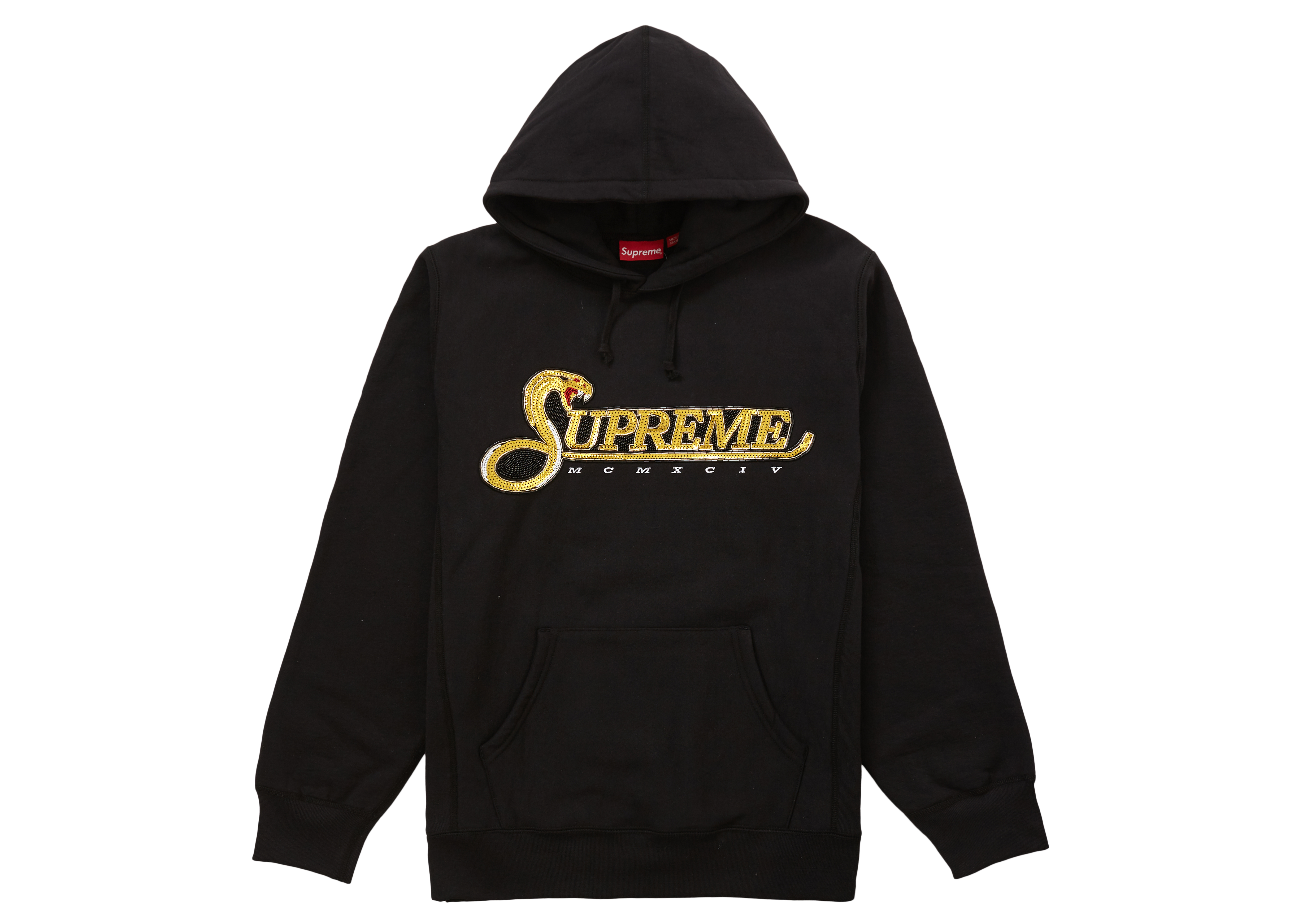 Supreme Sequin Viper Hooded Sweatshirt Black