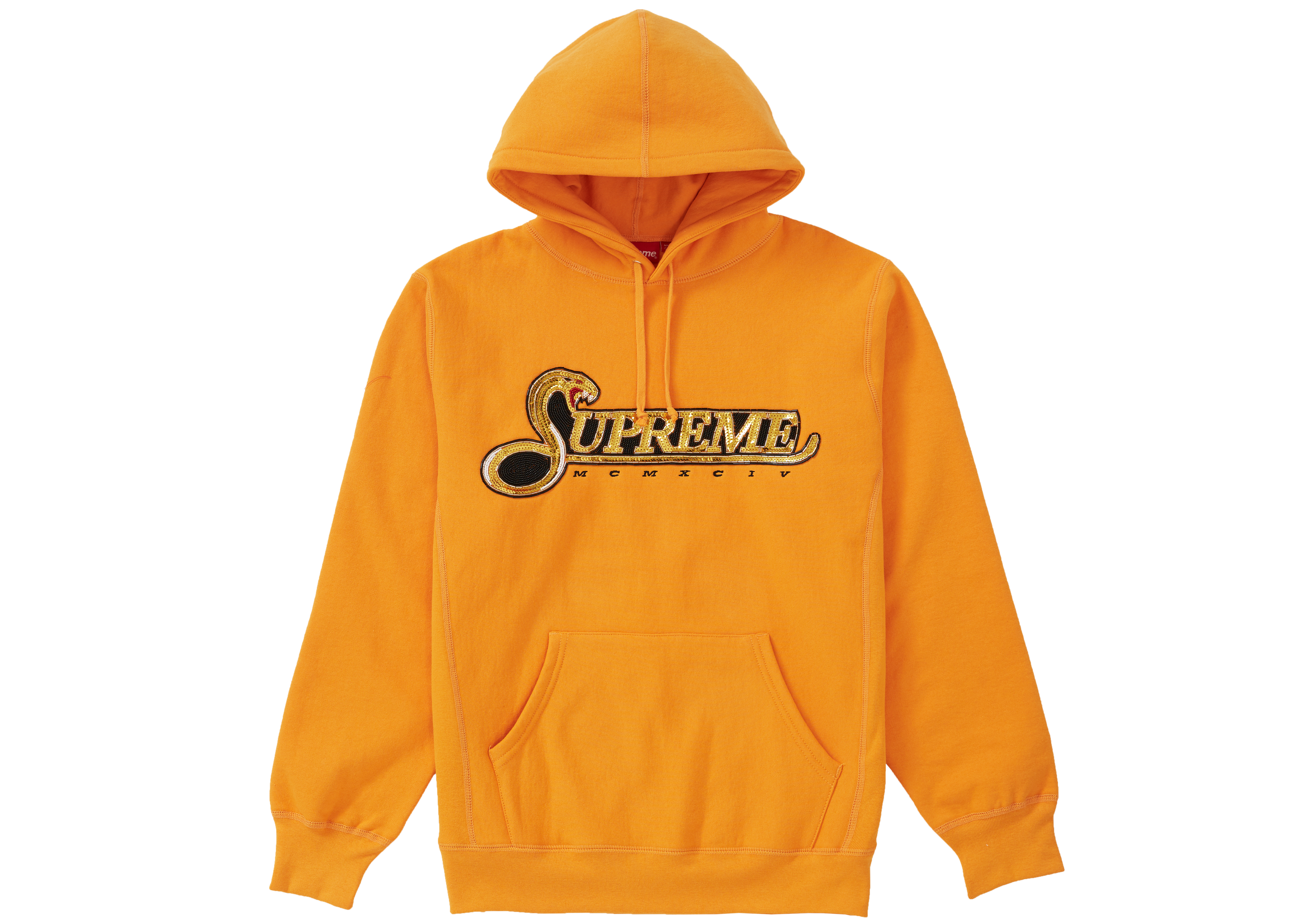 Supreme Sequin Viper Hooded Sweatshirt Tangerine - FW19 Men's - US