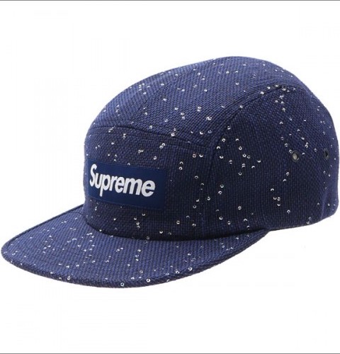 Supreme Sequins Camp Cap Navy - FW16 - US