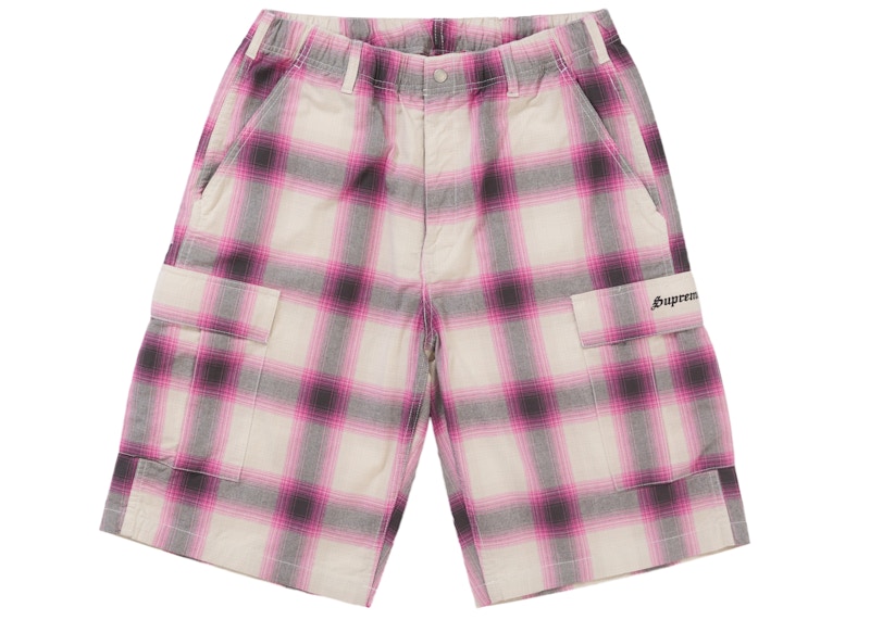 当季大流行 Supreme Shadow Plaid Cargo Short Pink メンズ - SS25 - JP パンツ