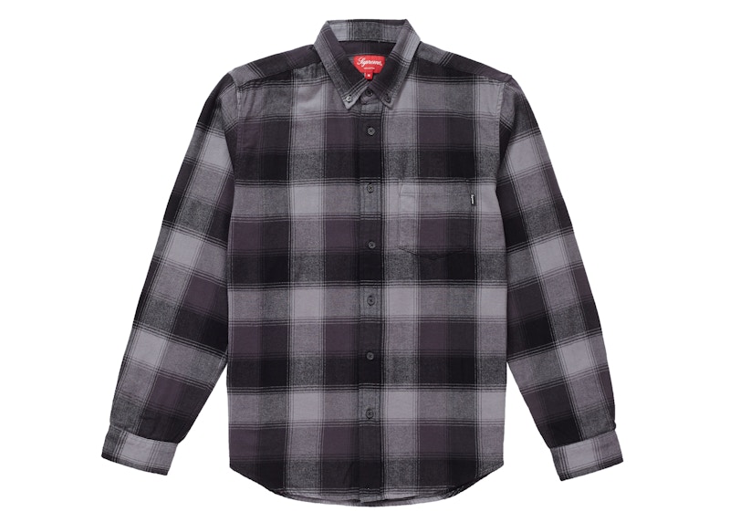 Supreme Shadow Plaid Flannel Shirt Black - FW18 男装- CN