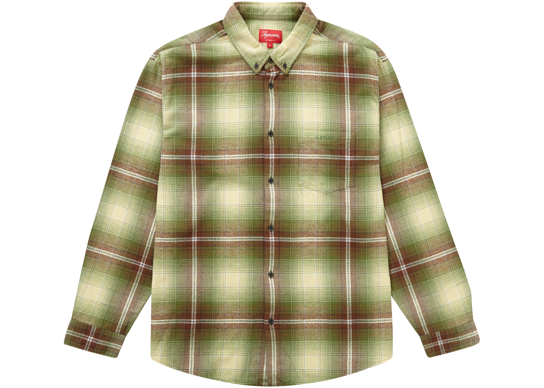 Shadow Plaid Flannel Shirt Green M |