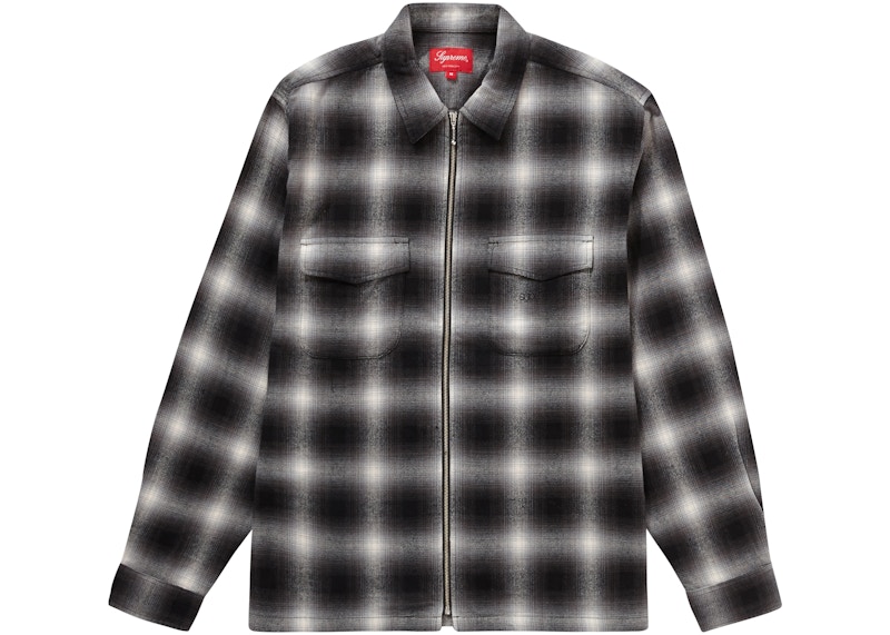 Supreme Shadow Plaid Flannel Zip Up Shirt Black Men's - FW22 - US