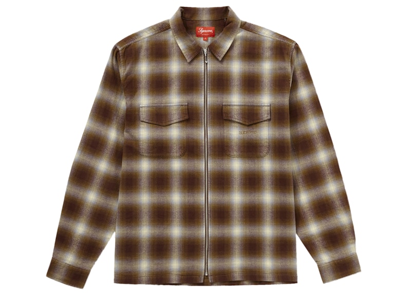 Supreme Shadow Plaid Flannel Zip Up Shirt Black Men's - FW22 - US