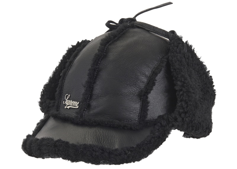 Supreme Shearling Lined Earflap Cap Black - FW25 - JP