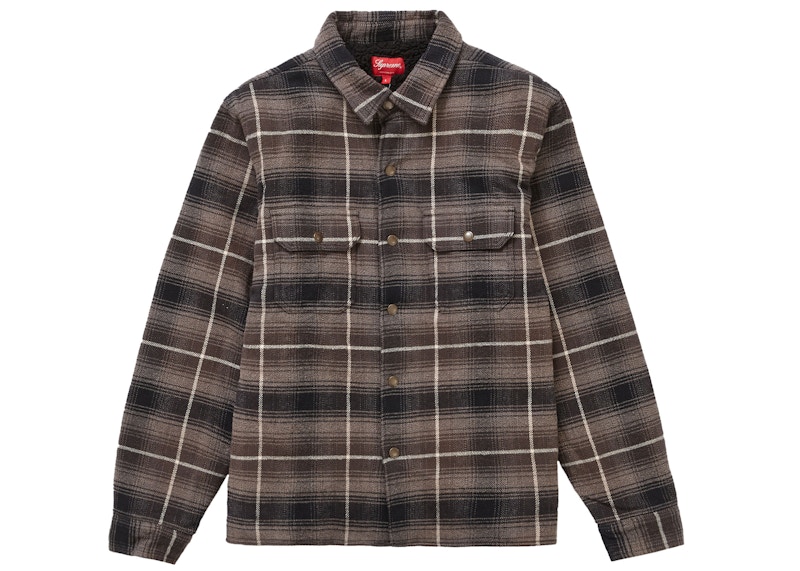 Supreme Shearling Lined Flannel Shirt Black Men's - FW22 - US