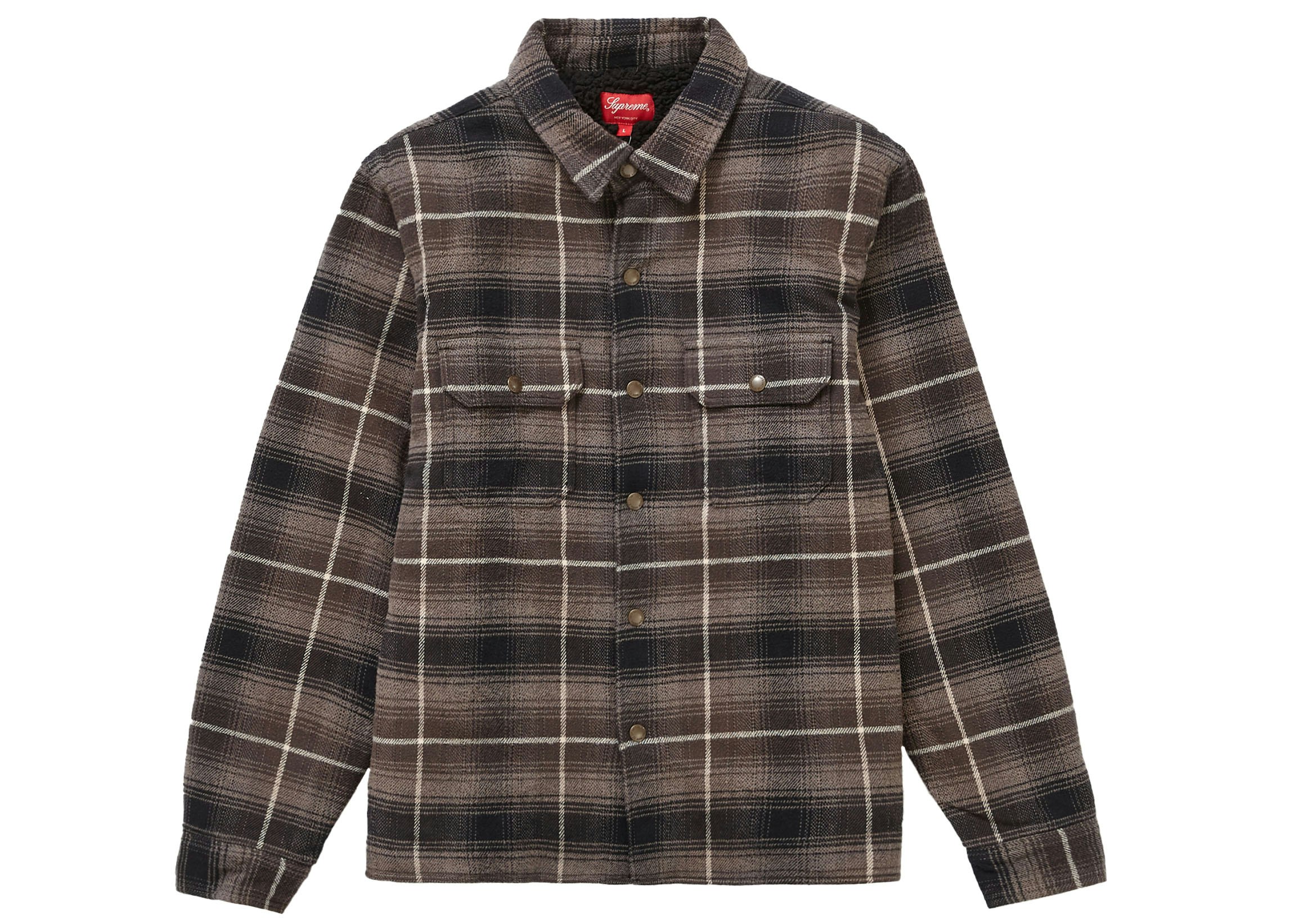 Supreme Shearling Lined Flannel Shirt Black - FW22 - US