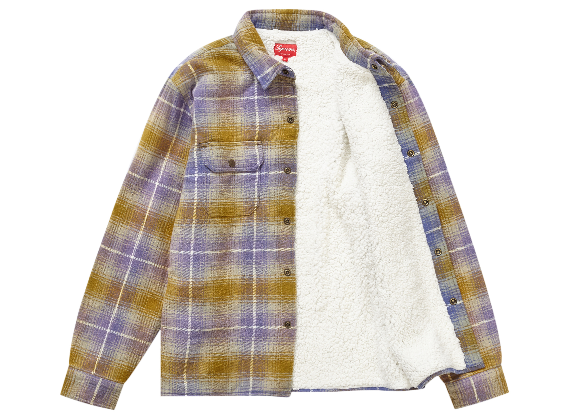 Supreme Shearling Lined Flannel Shirt Olive メンズ - FW22 - JP