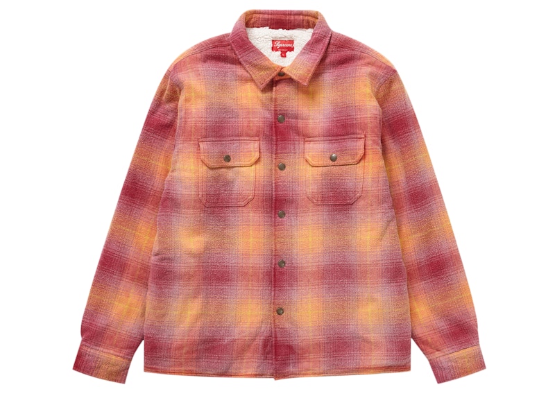 Supreme Shearling Lined Flannel Shirt Orange