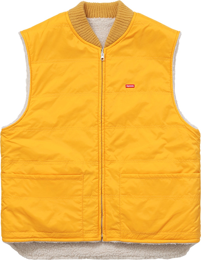 Supreme Sherpa Fleece Reversible Work Vest Yellow - FW16 男装- CN