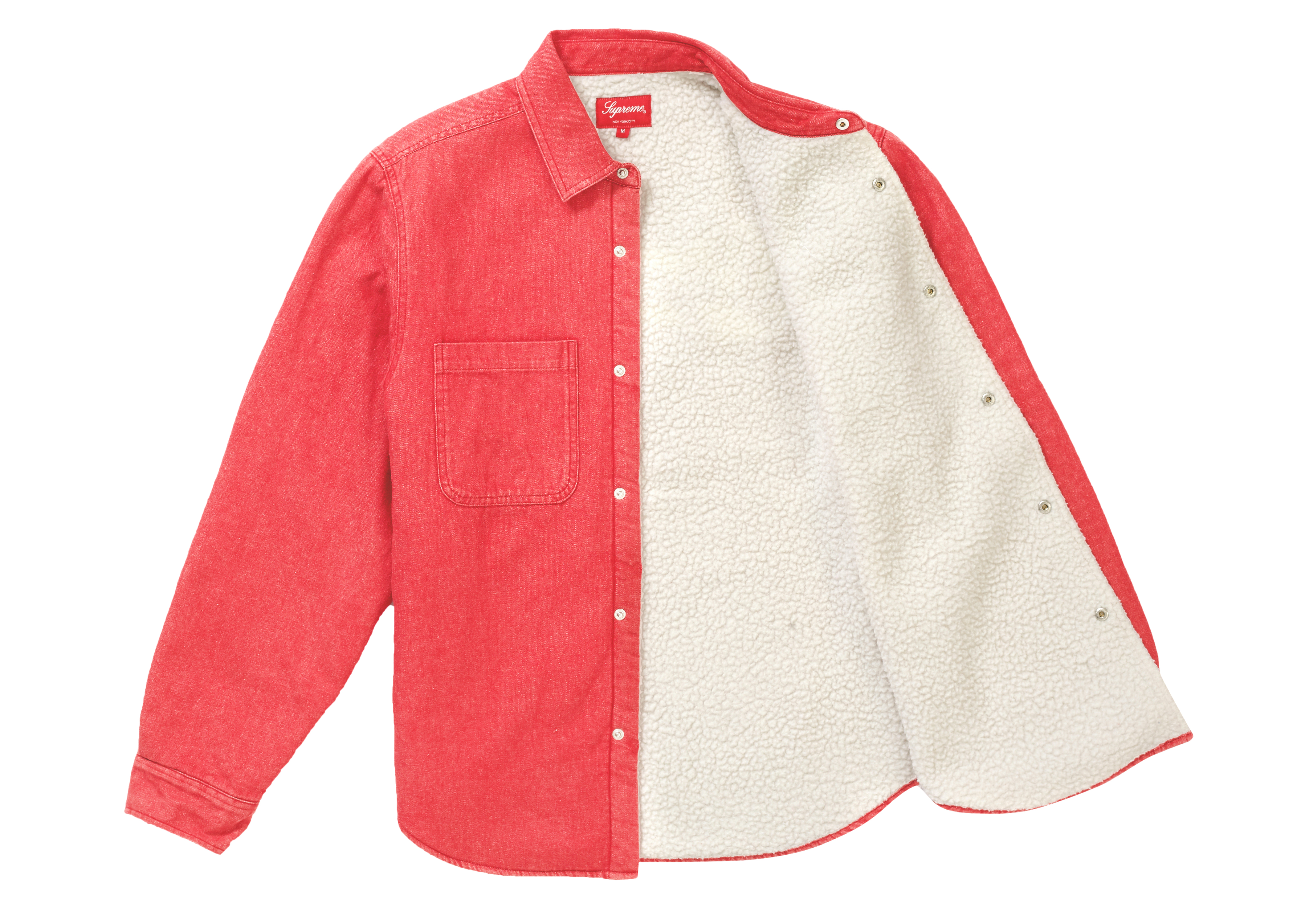 Supreme Sherpa Lined Denim Shirt Red - FW18 - US