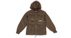 Supreme Sherpa Lined Nylon Zip Up Jacket Brown