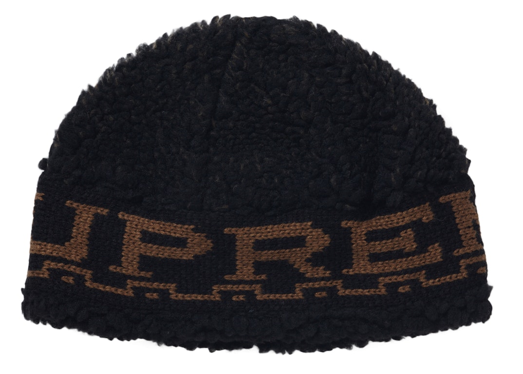Pre-owned Supreme Sherpa Logo Beanie Black