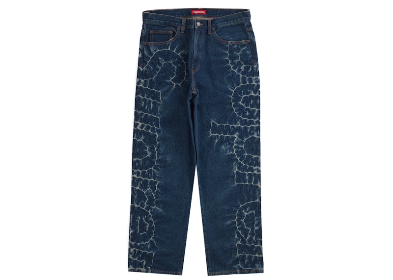 Supreme Distressed Loose Fit Selvedge Jean Washed Blue Men's