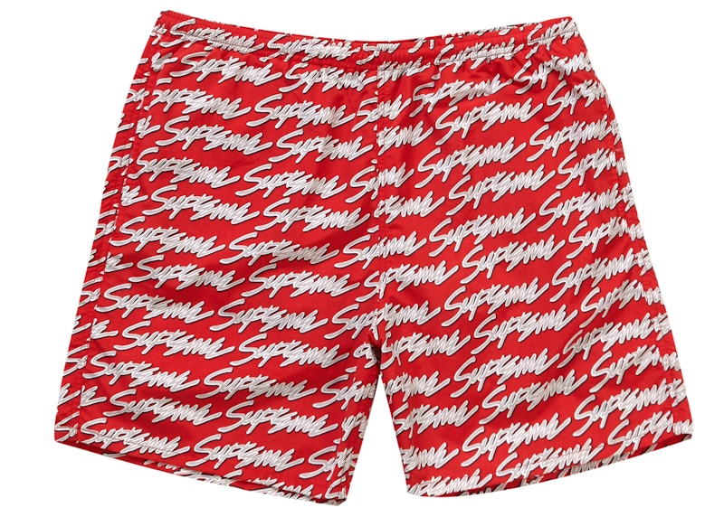 supreme signature script water short 赤Sパンツ - praksislaering.dk