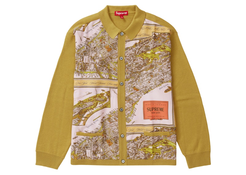 Supreme Silk Map Cardigan M Mustard | yoshi-sushi.ca