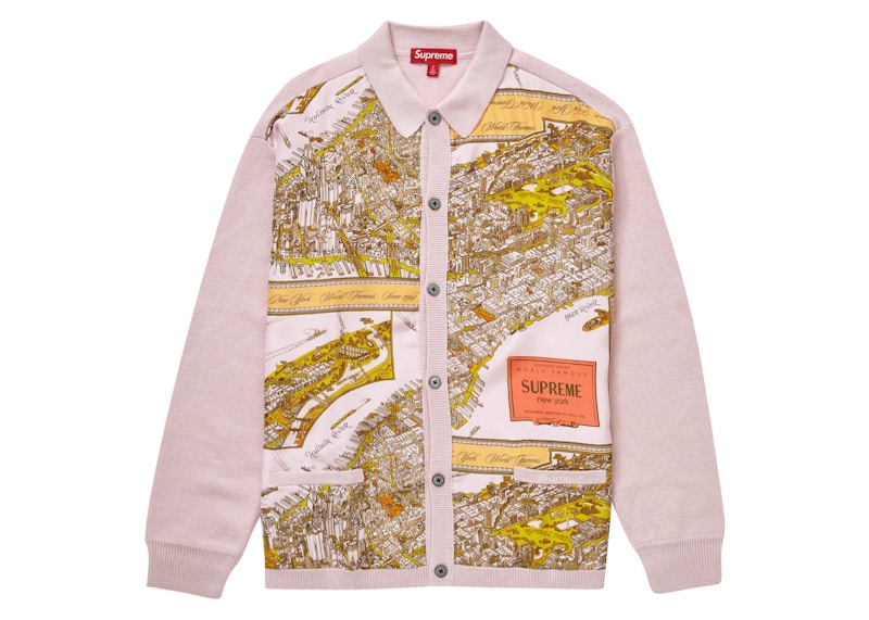 Supreme Silk Map Cardigan ピンク L-