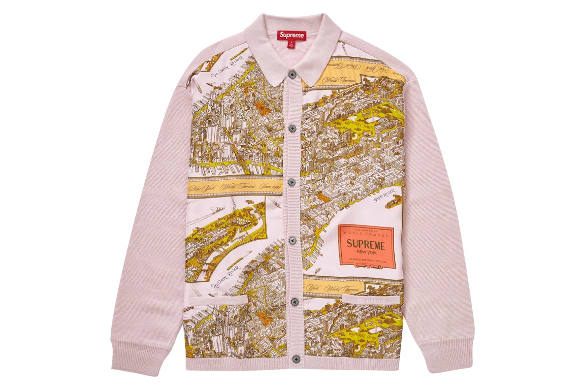 Pre-owned Supreme Silk Map Cardigan Pink