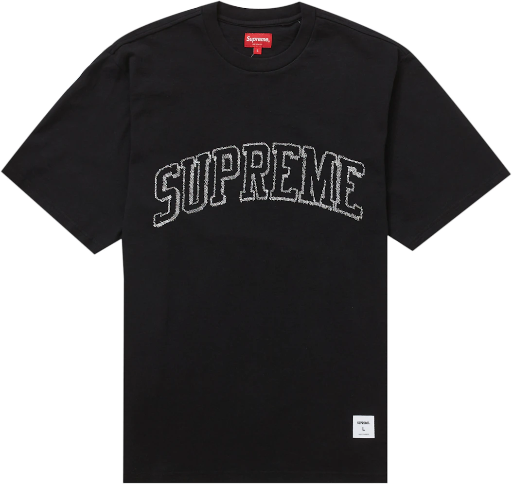 Supreme Black Layer Hands Print Embroidered T-shirt
