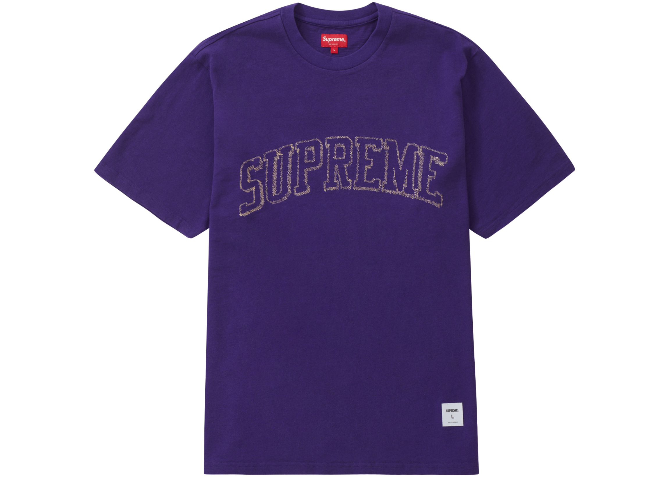 Supreme Sketch Embroidered S/S Top Purple Men's - SS23 - US