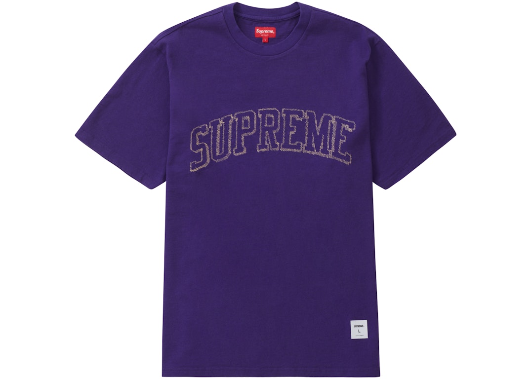 Pre-owned Supreme Sketch Embroidered S/s Top Purple