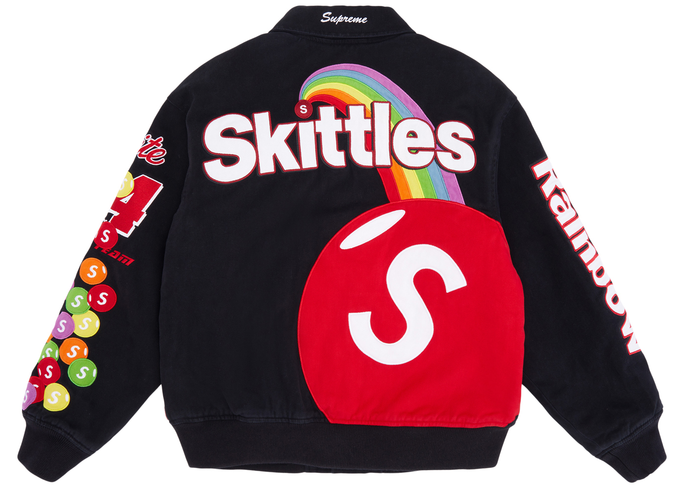 Supreme Skittles Mitchell & Ness Varsity Jacket Black Men's - FW21