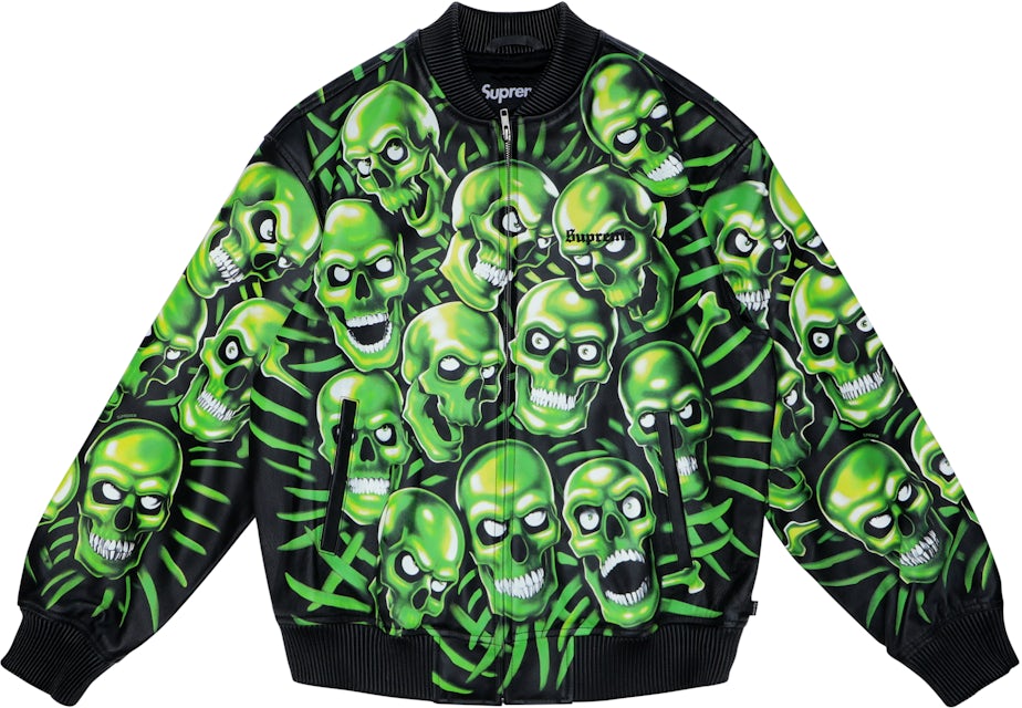 Juice Wrld Supreme Patterned Green Skulls Bomber Jacket