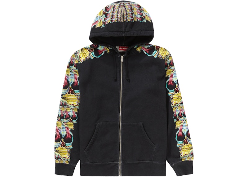 Supreme Skulls Zip Up Hooded Sweatshirt Black - FW22 Men's - US